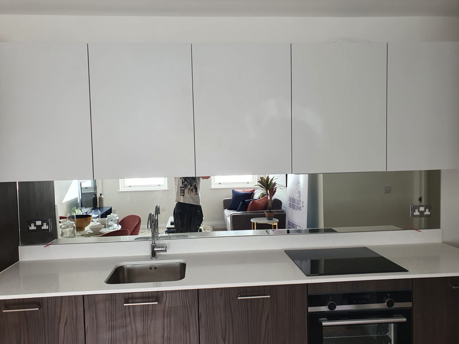Newly fitted kitchen splashback